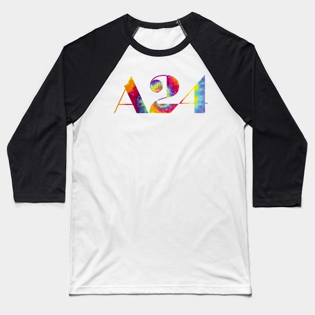 A24 tie dye logo Baseball T-Shirt by FlashmanBiscuit